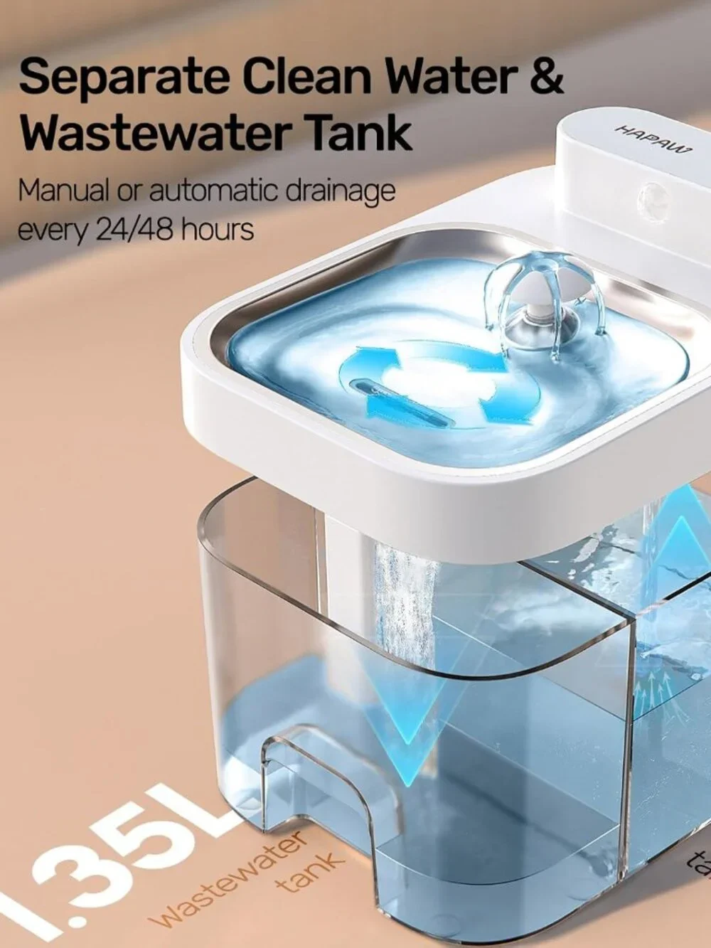 Hapaw 2026 Intelligent Pet Water Fountain No Filter Cotton App Monitoring